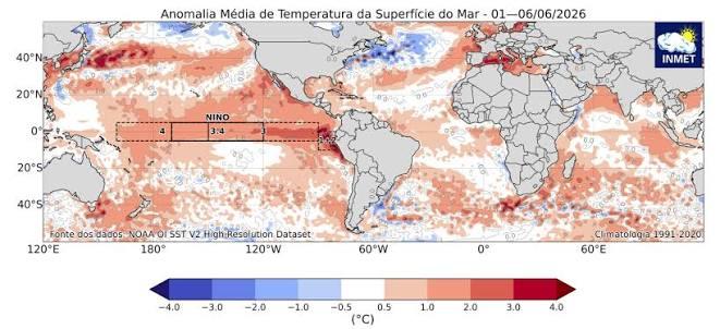 Fonte: INMET, com dados da NOAA.